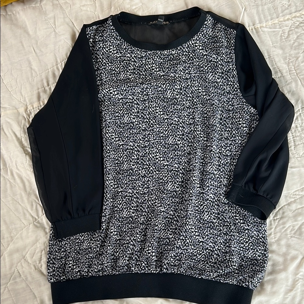 Black and White Patterned Blouse